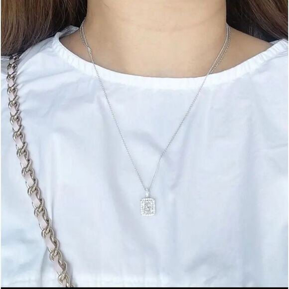 Silver Diamond Pendant Necklace - Picture 2 of 5